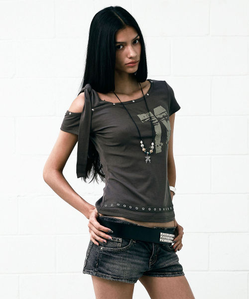 tied one shoulder 76 топ (khaki)