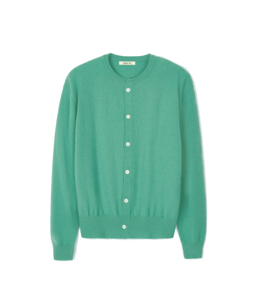 Кашемировый кардиган с круглым вырезом Light Green