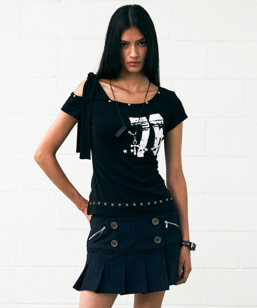 tied one shoulder 76 топ (black)