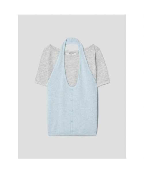 Пуловер с халтером и многослойным эффектом Light Gray