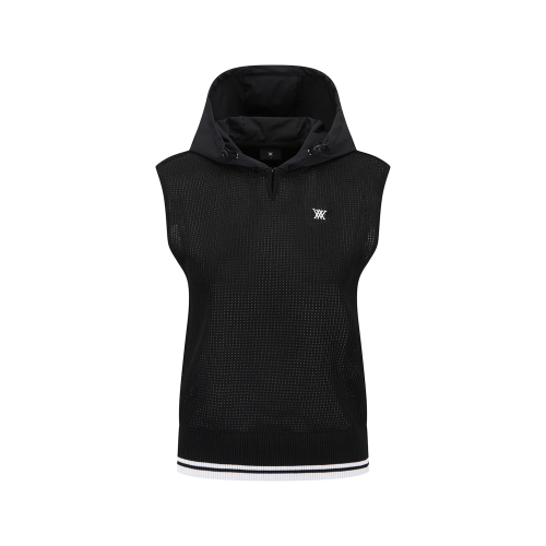 women с капюшоном knit vest_bk