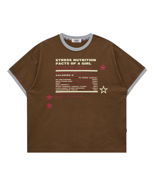 Футболка Girl Stress Nutrition Ringer Brown