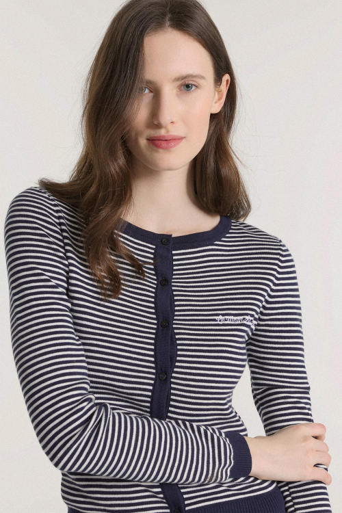grada – striped cardigan_navy