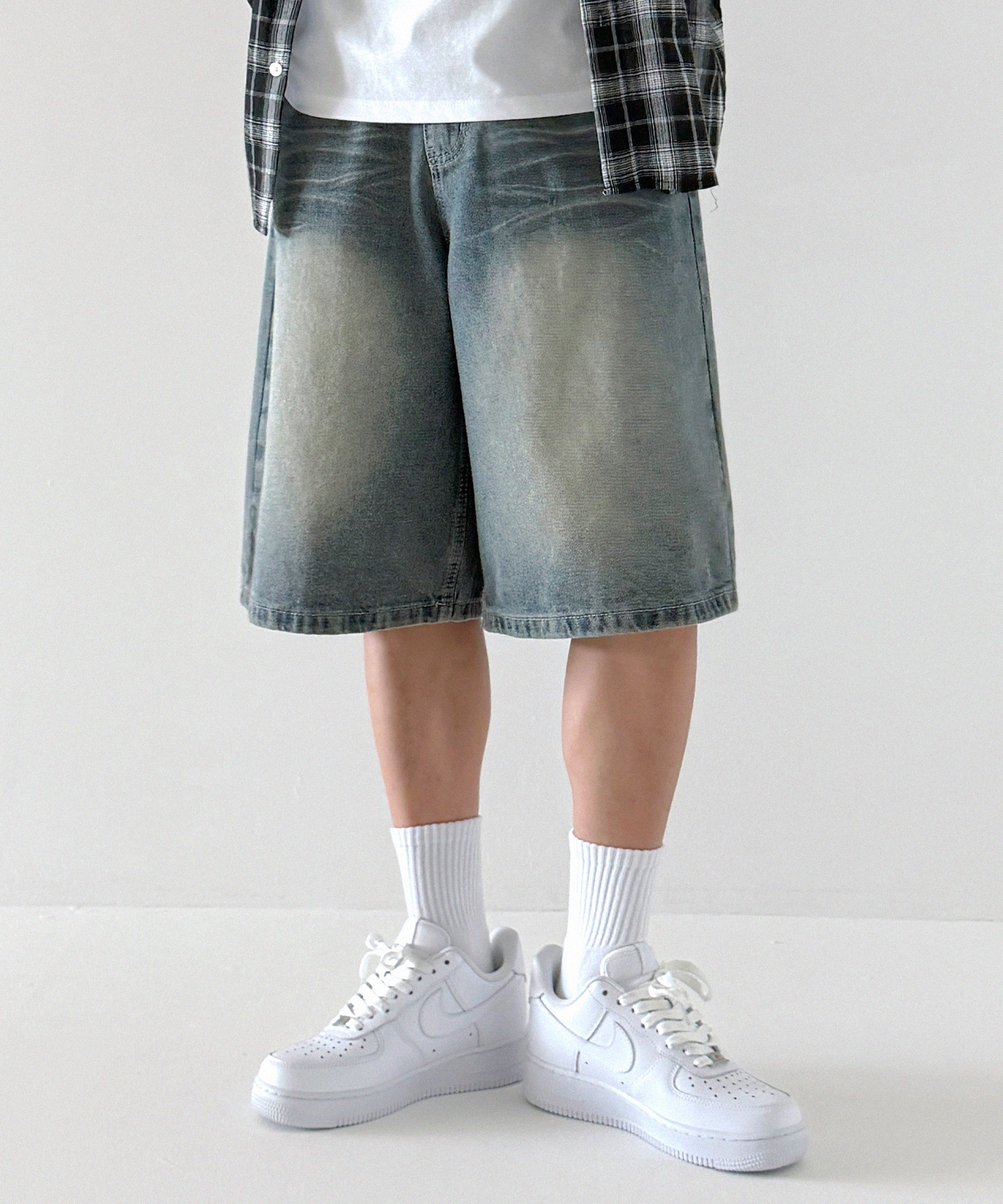 washing denim shorts bermuda shorts yellowblue