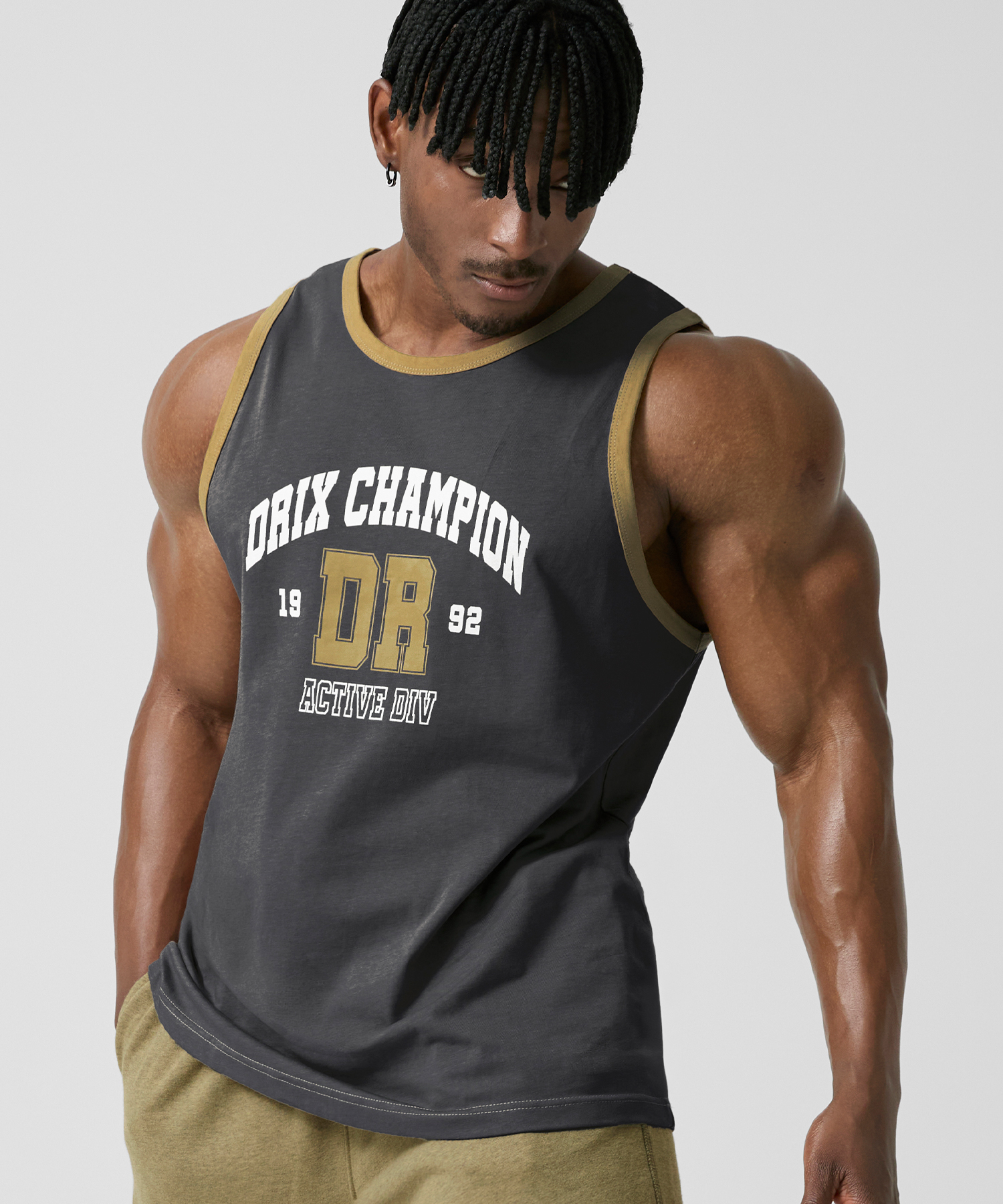 ringer graphic overfit sleeveless_charcoal
