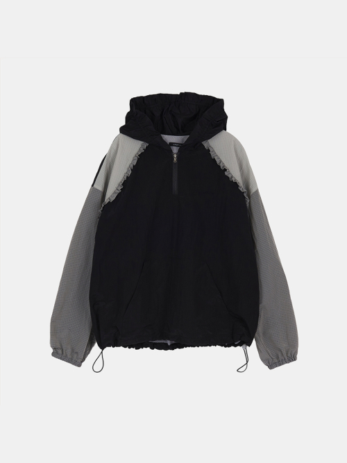 Frill Hoodie Anorak [Black]