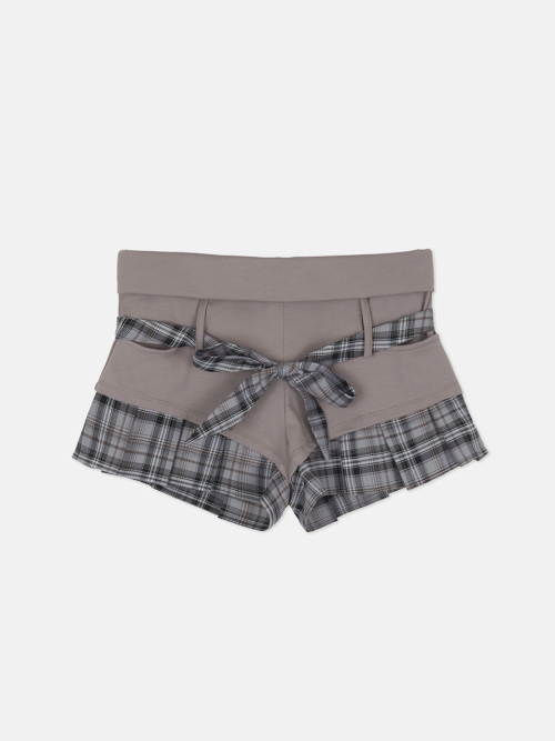 Плиссированные шорты в клетку [Light Gray]