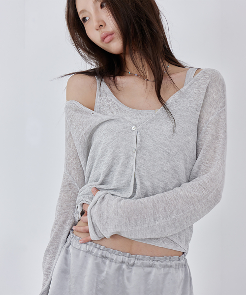 2-piece knit cardigan set, grey