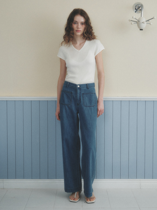 maje wide retro pocket jeans_blue