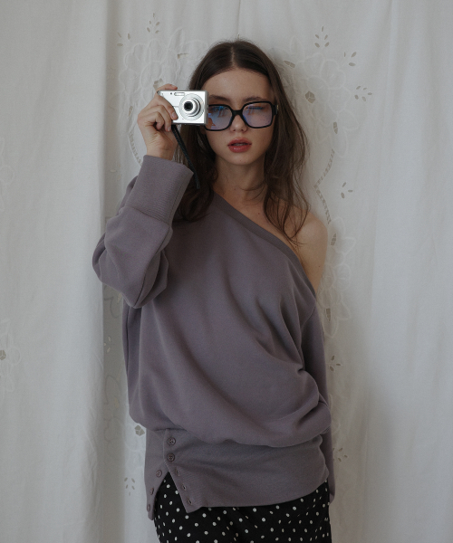 one shoulder sweatshirt_ gray