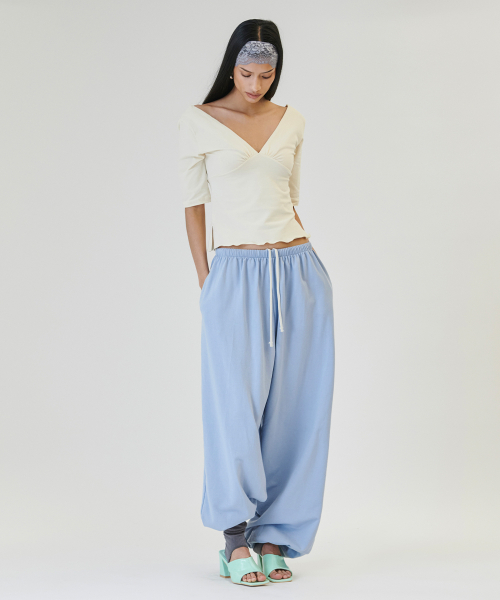 shirring color banding pants [SORA]