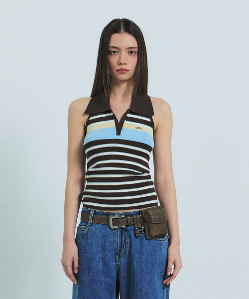 romy stripe halter knit (brown)