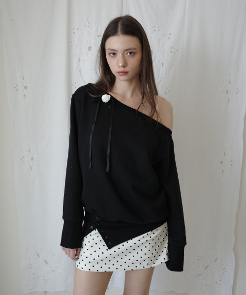 Одноплечный sweatрубашка_ black