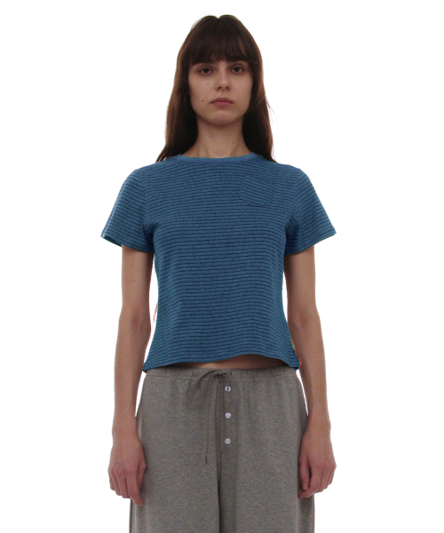 Футболка PWC в полоску с карманом_Pastel Blue