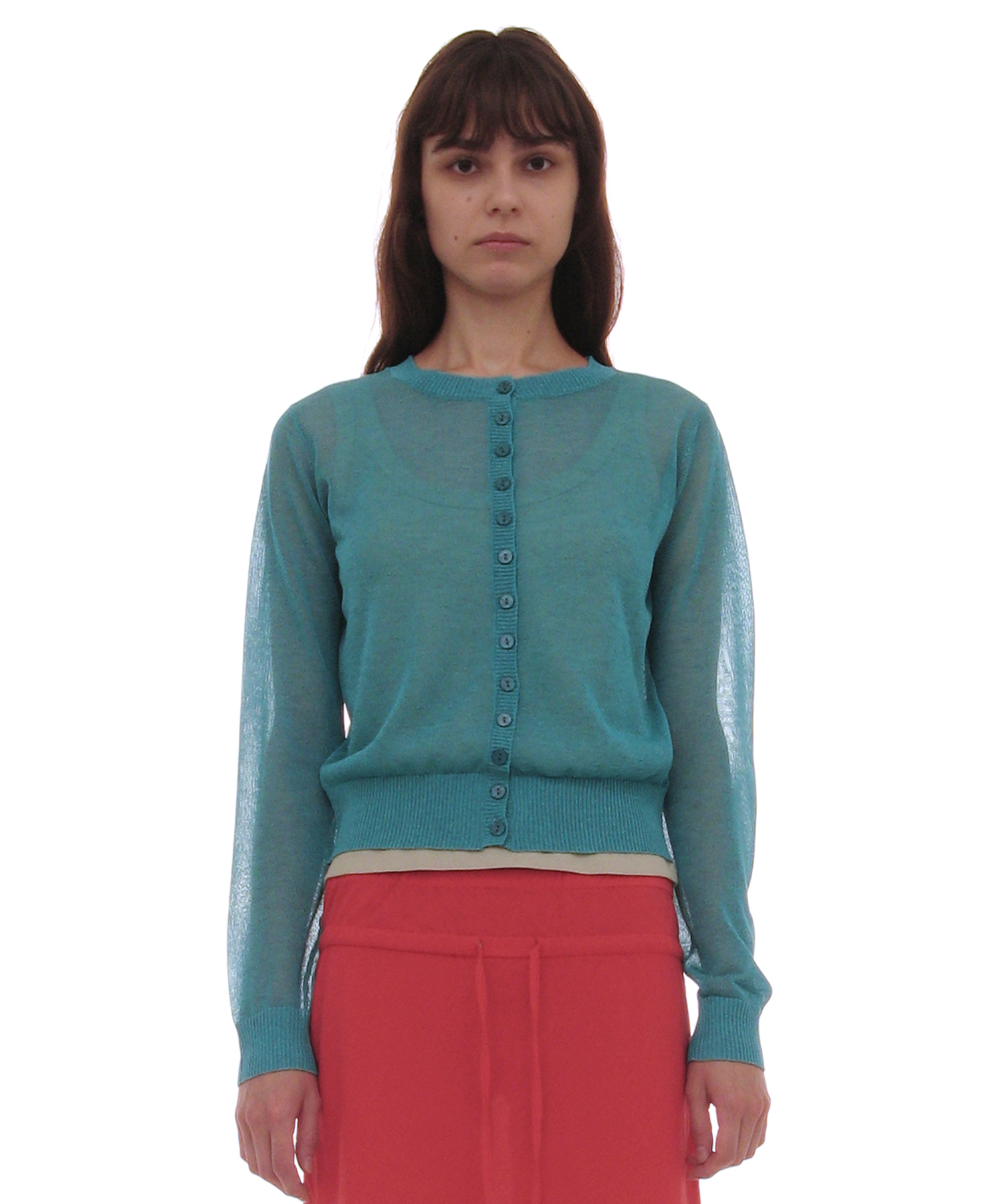 Pwc sheer two-face cardigan_emerald