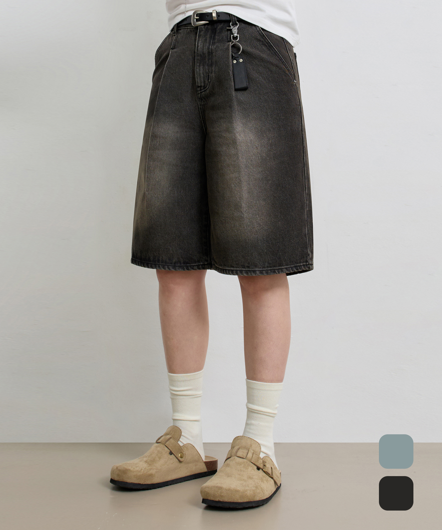 Essential wide бермуды denim брюки_2 color