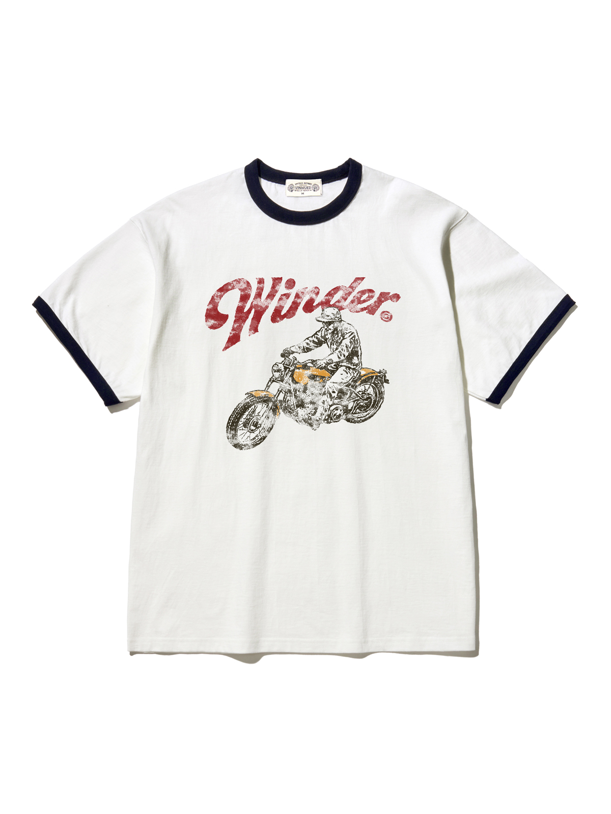 Winder motor club semi over fit ringer t-рубашкаs(ivory/navy)