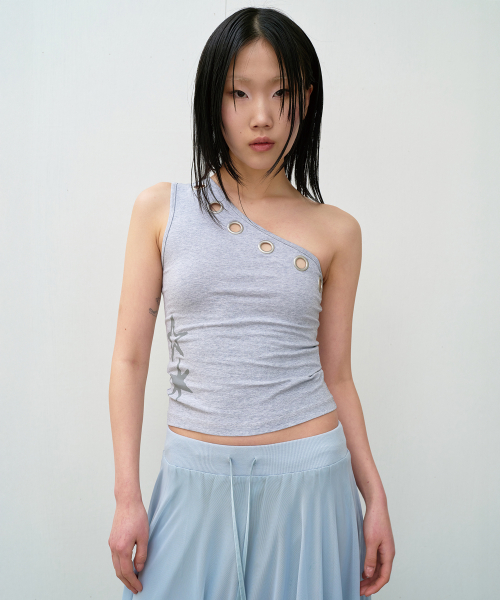 Eyelet one shoulder без рукавов (w) серый
