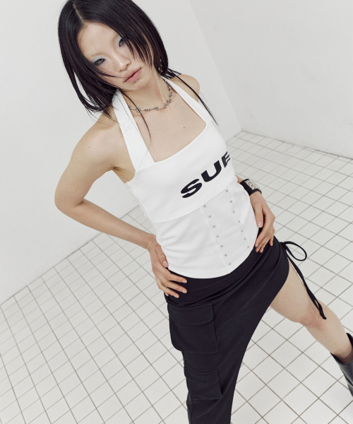 Logo halter tank top / слоновая кость