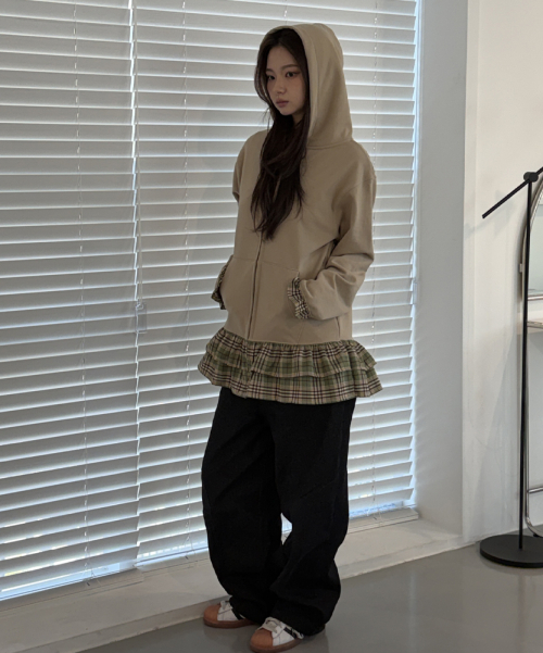 Cec zip-up hoodie dress(бежевый)