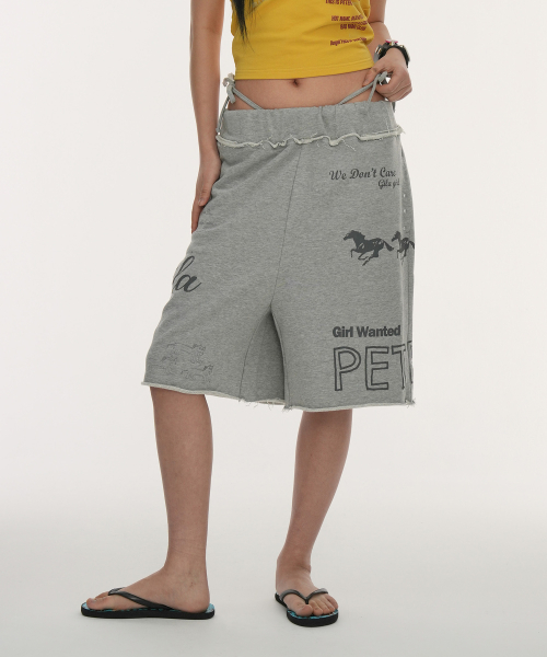 Strap waist doodle бермуды sweat шорты_серый