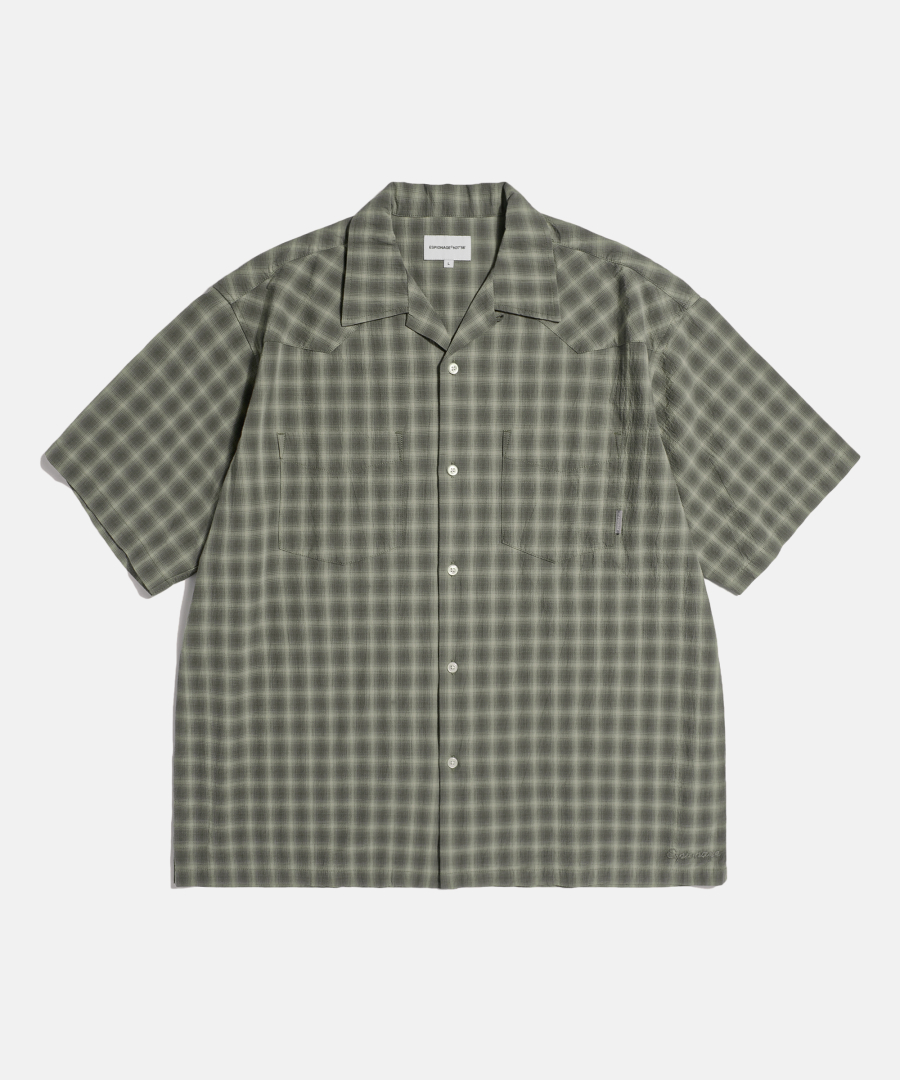Textuкрасный check western s/s shirt dark grey