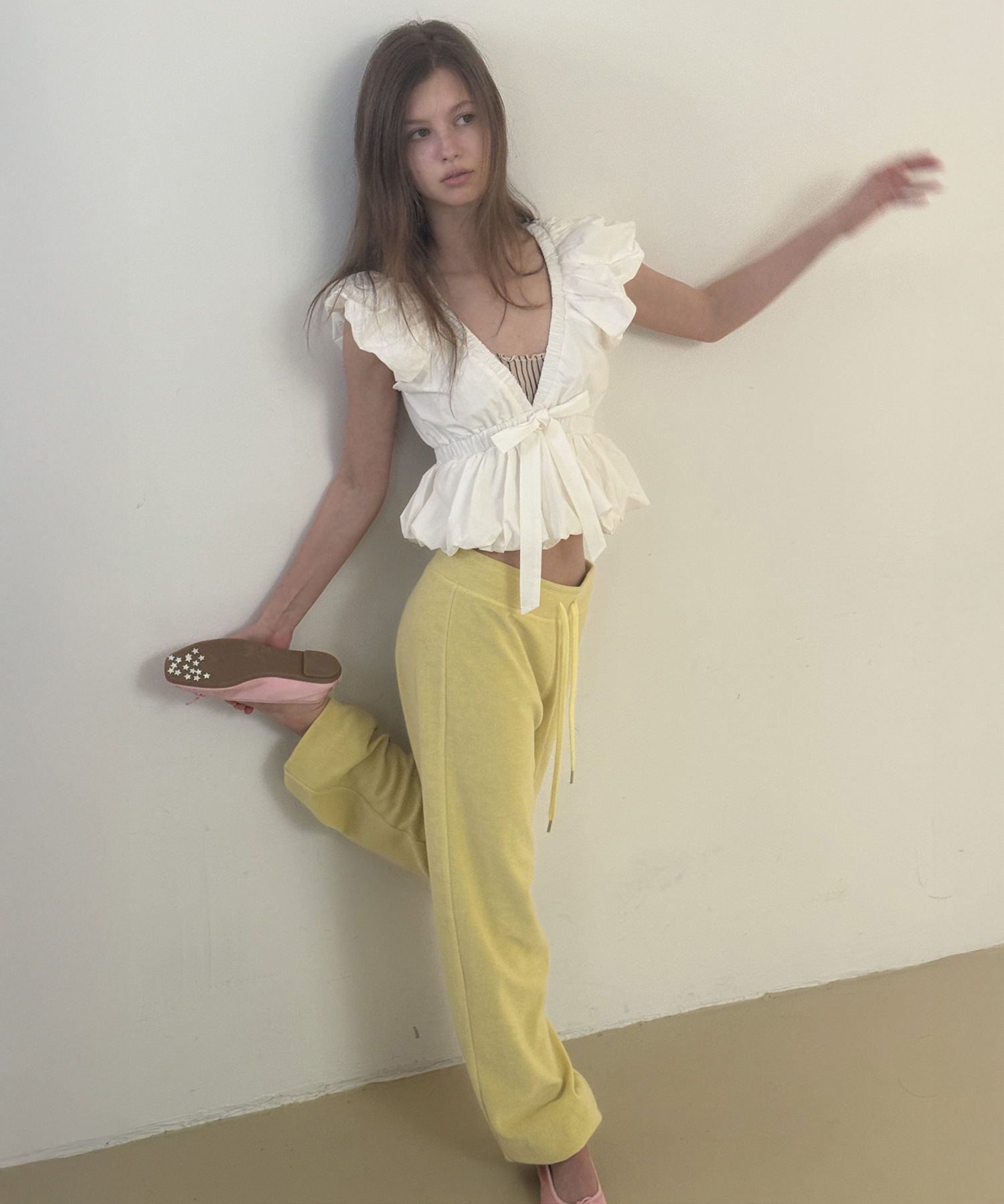 Mainz терри джоггер бандинг брюки_Mainz Pants_Yellow