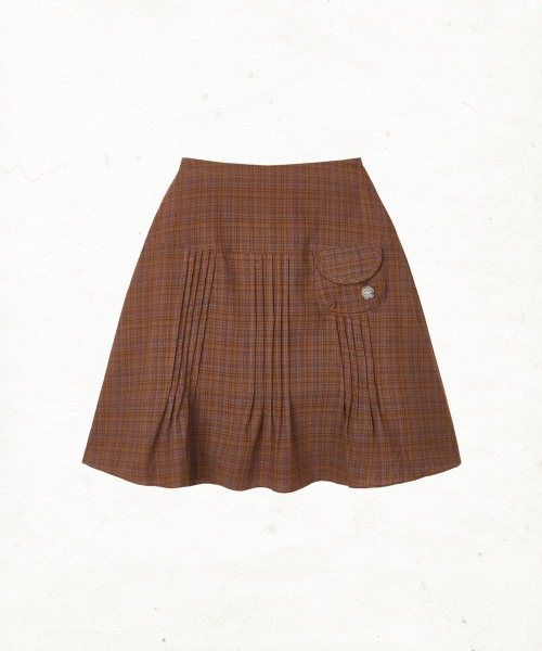 DD pleats round pocket skirt (ORANGE)
