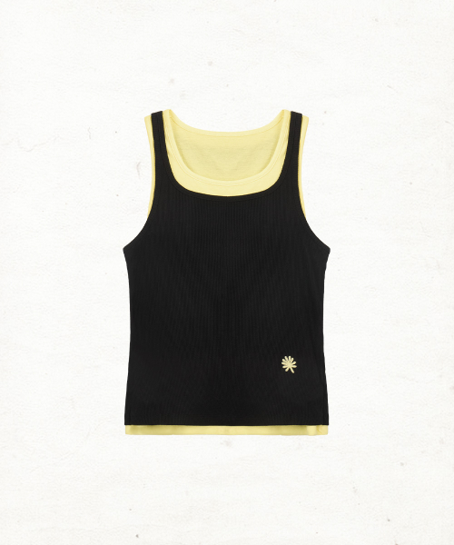 DD layered rib sleeveless (BLACK)