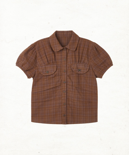 DD pleats round pocket blouse (ORANGE)