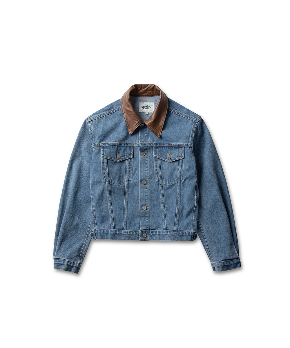 Leather-Collared Denim Trucker