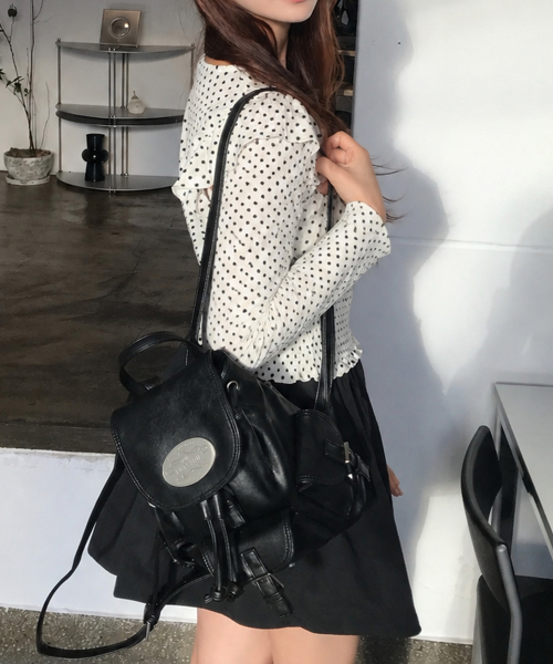 [Leather] Nostalgia Non Twinkle Backpack BLACK