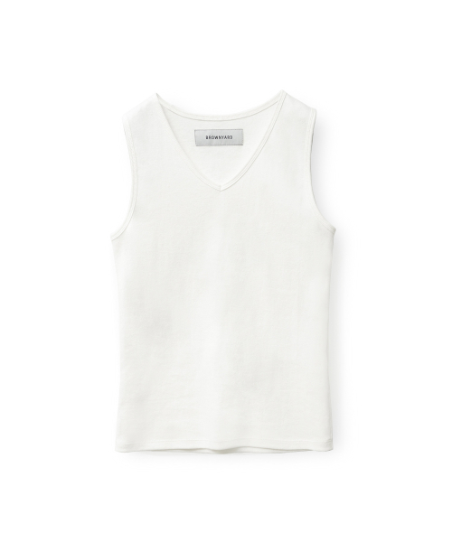 W V Neck Top Sleeveless, Ivory