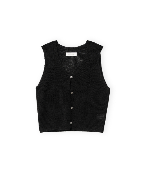 W Paper Cotton Knit Vest, Black