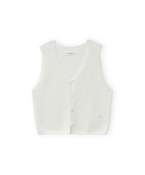 W Paper Cotton Knit Vest, Ivory