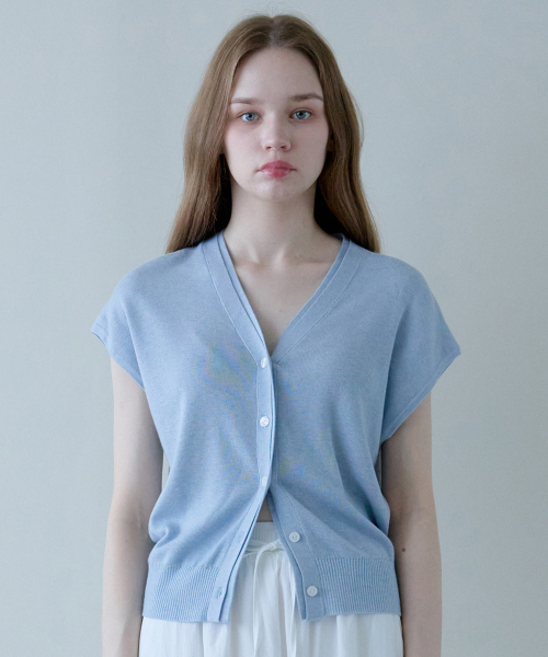 DOUBLE HALF KNIT CARDIGAN_SKYBLUE