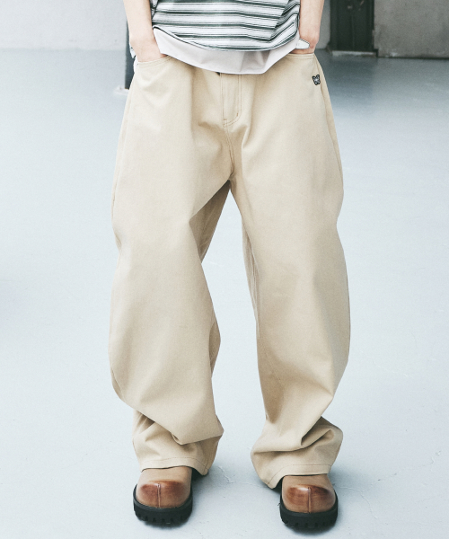 BUTTERFLY WIDE COTTON PANTS_BEIGE