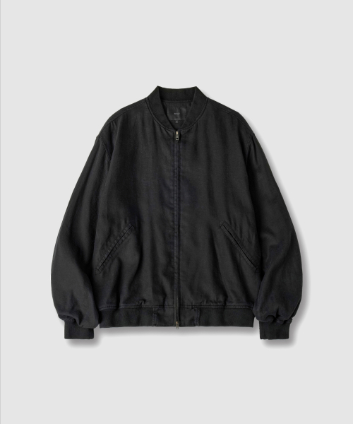 Бомбер MA-1 из тенселя и льна - Black