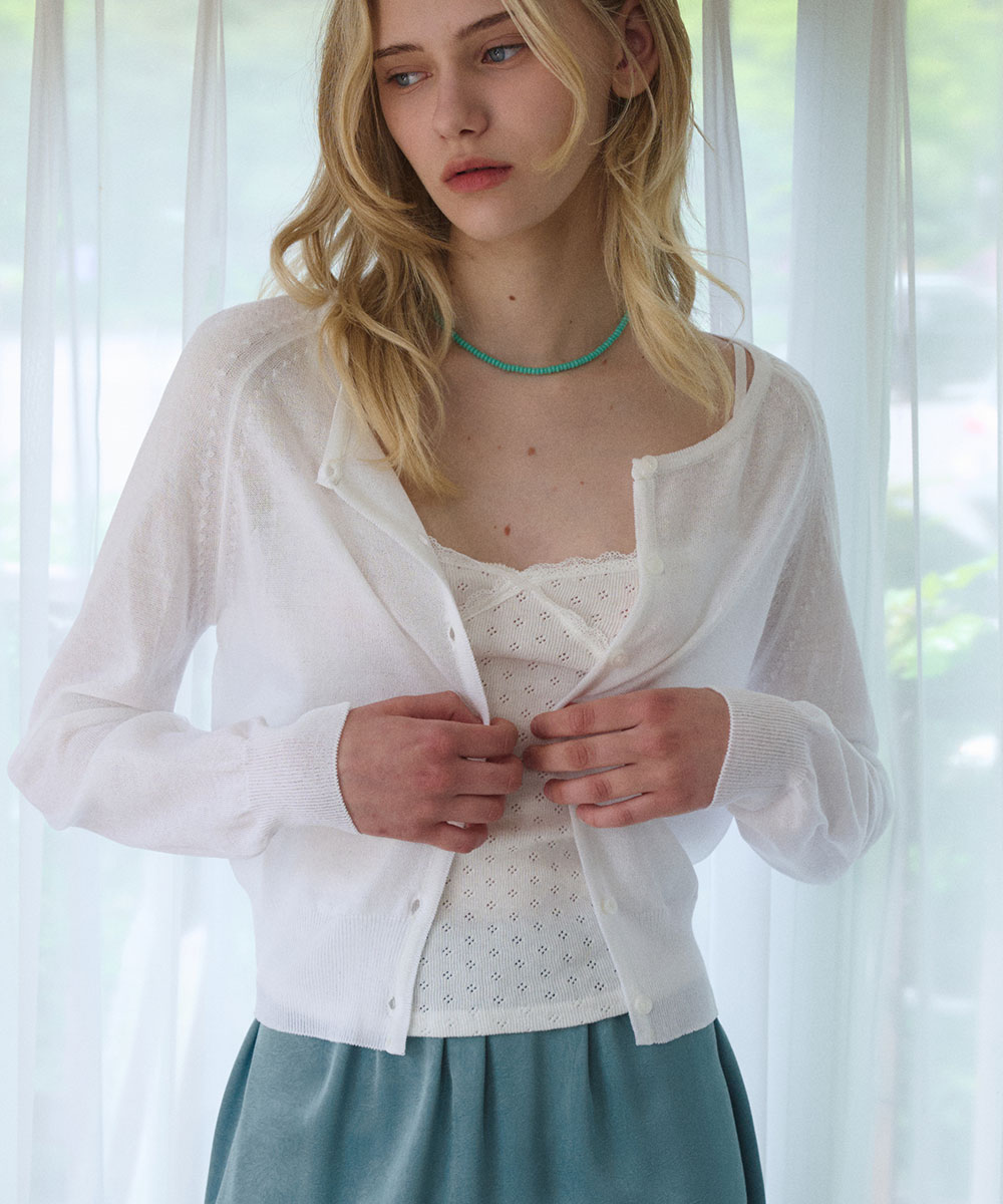 SOFT ROUND NECK BUTTON CARDIGAN 3COL_IVORY