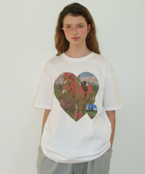 PONY HEART OVER FIT T SHIRT WHITE