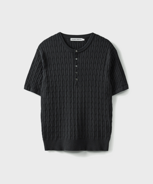 CABANA CABLE HENLEY NECK HALF KNIT [GRAPHITE]
