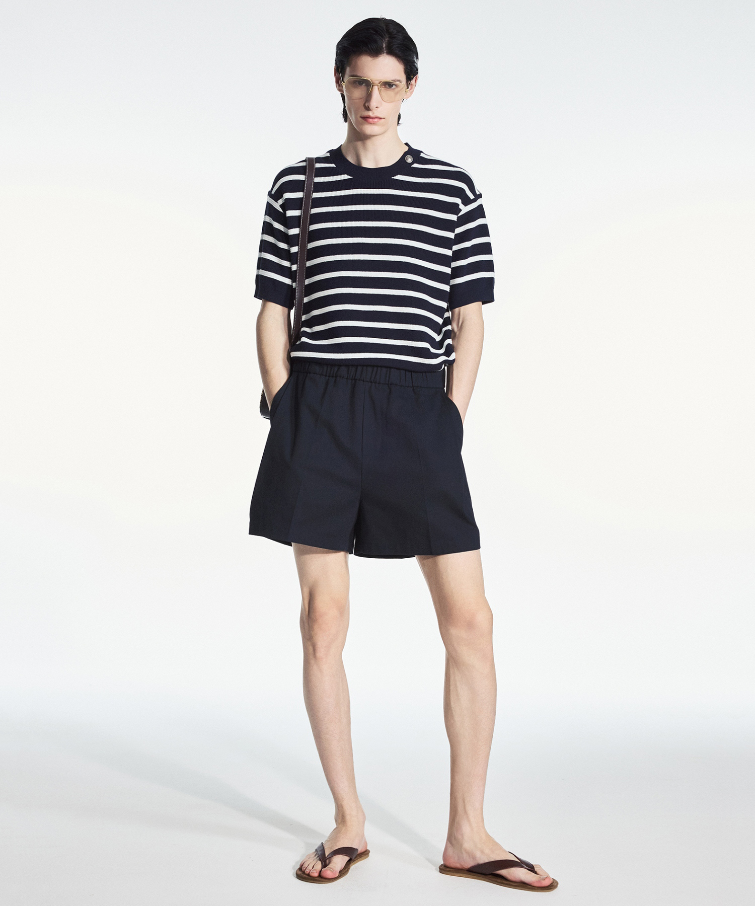 Cotton Elastic Waist Shorts (Black) TNPA6E212BK