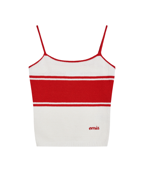 (W) STRIPE KNIT SLEEVELESS TOP-IVORY