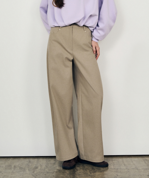 Широкие брюки под деним_KHAKI BEIGE