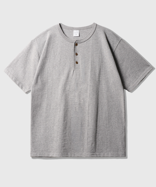 Round Henry Neck Short Sleeve Gray KJST2707