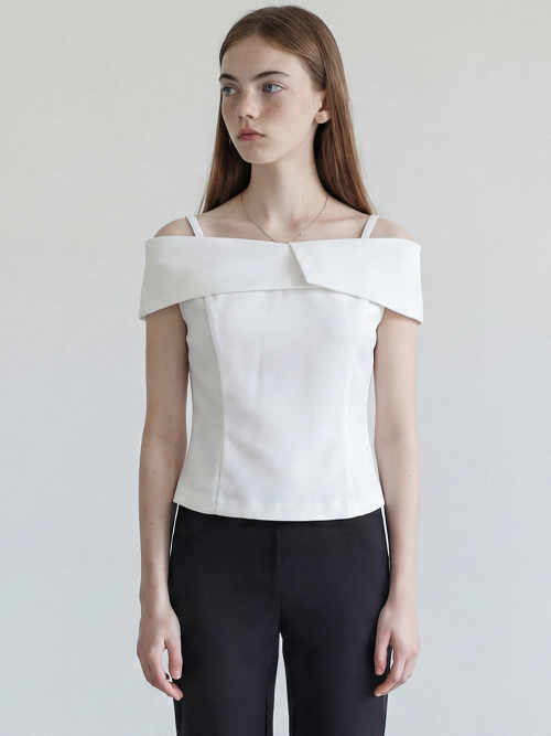 Топ с открытыми плечами Clean Fold_WHITE