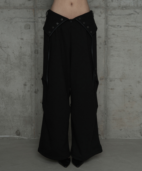Double Rib Pintuck Training Pants (Black)