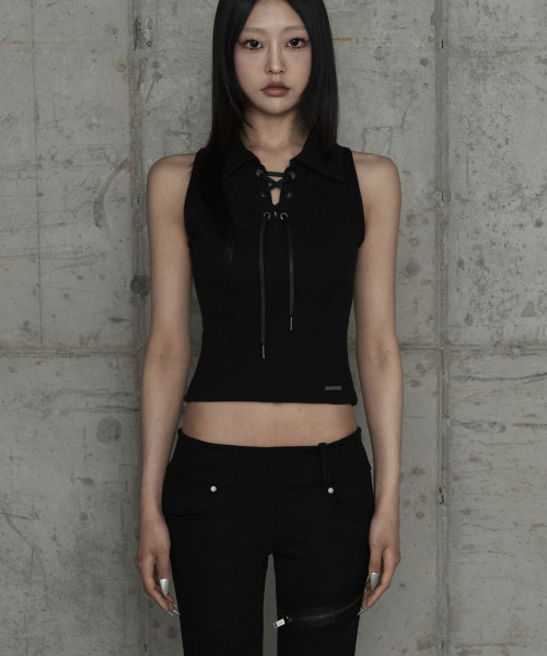 Halter Back Circle Corset Collar Sleeve (Black)