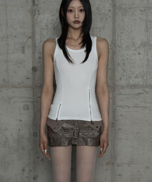 Unbal Panel Open Zipper Point Sleeve (Ivory)