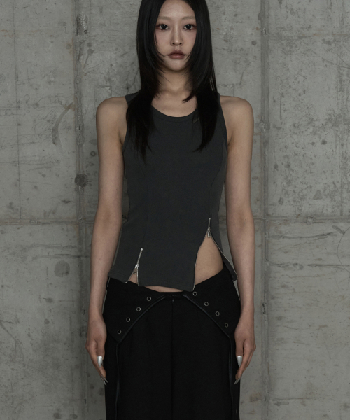 Unbal Panel Open Zipper Point Sleeve (Dark Gray)
